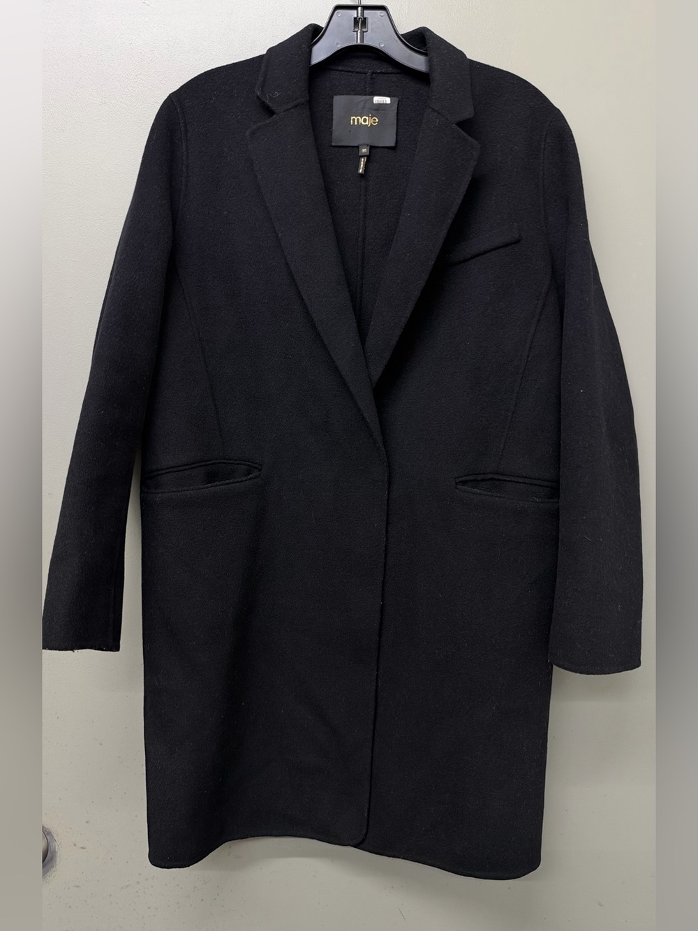 Maje Black Blazer Style double face wool Coat size 36